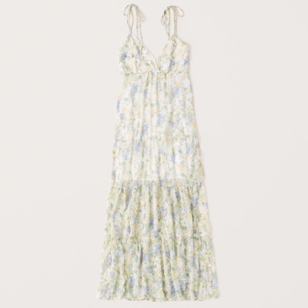 Abercrombie Floral Maxi Dress Size Medium Petite Tiered Tank Top Style Bohemian